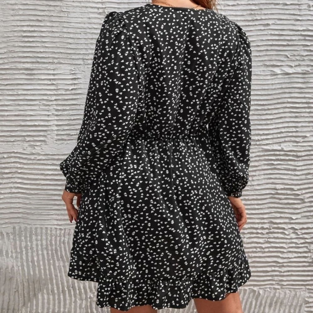 SHEIN Women's Confetti Heart Ruffle Hem Dress - Picture 7 of 12